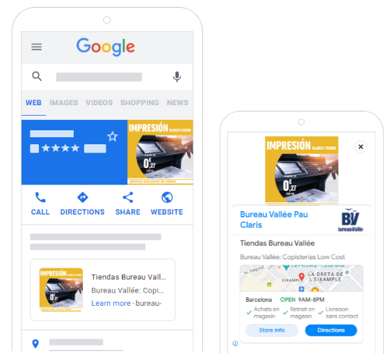 Bureau Vallée en Google Maps y Search