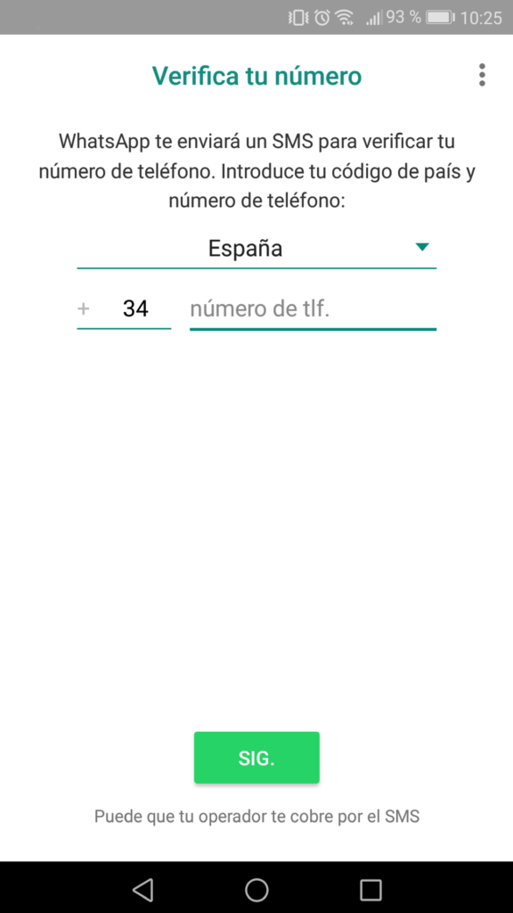 Verificación número teléfono WhatsApp Business