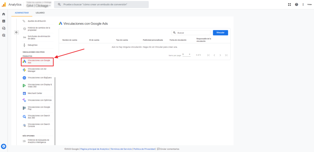 Conecta tu propiedad con Google Ads para  mejorar los resultados de tus campañas de marketing